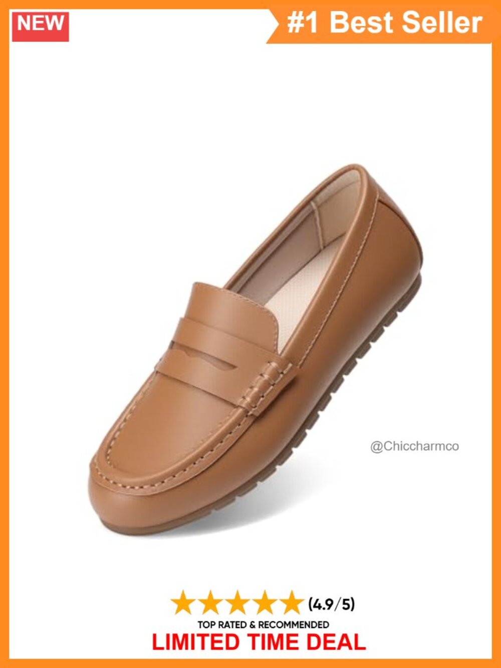 Women's Faux Leather Slip On Loafers Comfort Work Flats Round Toe